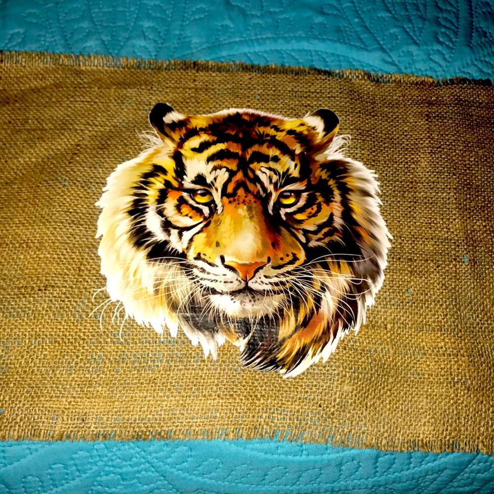 New Game Day Tiger Burlap Table Runner